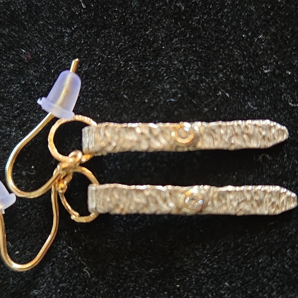 Hammered Silver Dangle Earrings - Picture 11 of 11